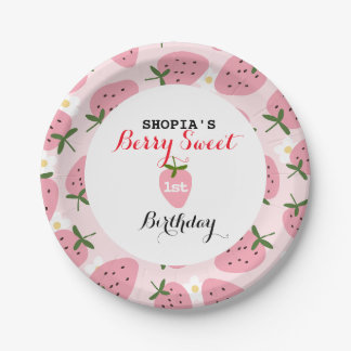 Erster Geburtstag Strawberry Delight Pappteller