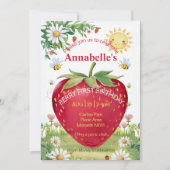 Erster Geburtstag Strawberry Picnic Sweet ein Somm Einladung (Vorderseite)