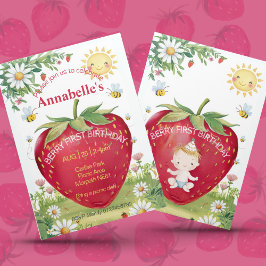 Erster Geburtstag Strawberry Picnic Sweet ein Somm Einladung