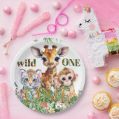 Erster Geburtstag Tiger Giraffe Affe Wilder Eins Pappteller (Party)