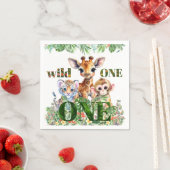 Erster Geburtstag Tiger Giraffe Affe Wilder Eins Serviette (Beispiel)