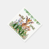 Erster Geburtstag Tiger Giraffe Affe Wilder Eins Serviette (Ecke)