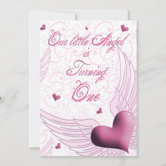 Erster Geburtstag - Unser Kleiner Engel Einladung (Vorderseite)