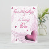 Erster Geburtstag - Unser Kleiner Engel Einladung (Stehend Vorderseite)