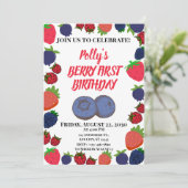 Erster Geburtstag von Berry Einladung (Stehend Vorderseite)