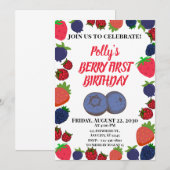 Erster Geburtstag von Berry Einladung (Vorne/Hinten)