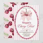 Erster Geburtstag von Cherry Einladung (Vorne/Hinten)
