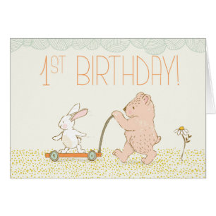 Erster Geburtstag Wanderbär und Kaninchen