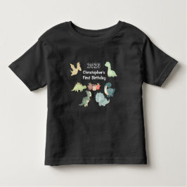 Erster Geburtstag Wasserfarbe Niedlich Dinosaurier Kleinkind T-shirt