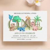 Erster Geburtstag Wild One Baby Dinosaurier Flyer
