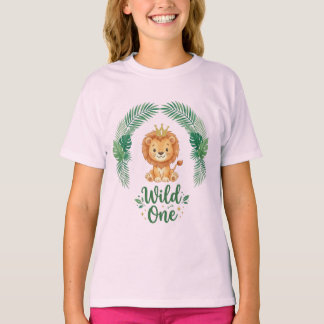 Erster Geburtstag Wild One Junge Mädchen Löwenköni T-Shirt