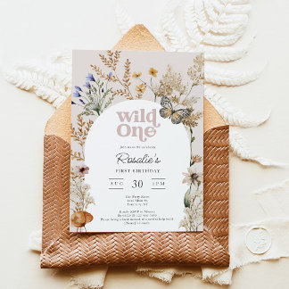 Erster Geburtstag Wild One Wildblume Mädchen Einladung