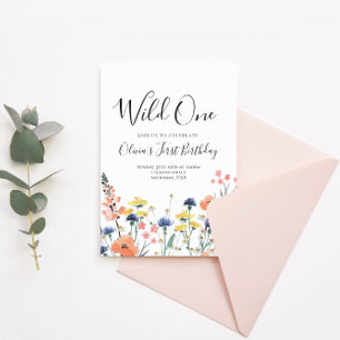 Erster Geburtstag Wild One Wildflower Einladung