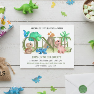 Erster Geburtstag wilder Dinosaurier-Baby  Flyer