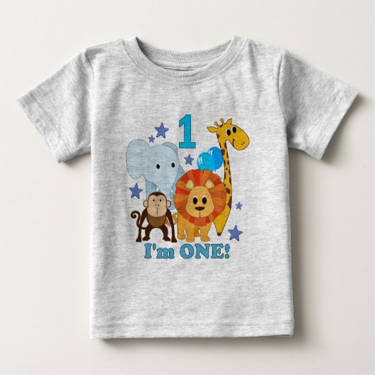 Erster Geburtstags-Dschungel Baby T-shirt (Vorderseite)