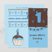 Erster Geburtstags-Junge: Einladung (Vorne/Hinten)