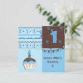 Erster Geburtstags-Junge: Einladung (Stehend Vorderseite)