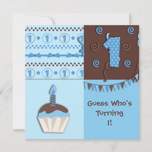 Erster Geburtstags-Junge: Einladung (Vorderseite)