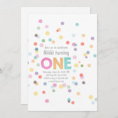 Erster Geburtstagseinladung Mädchen-Aquarell Einladung (Vorne/Hinten)