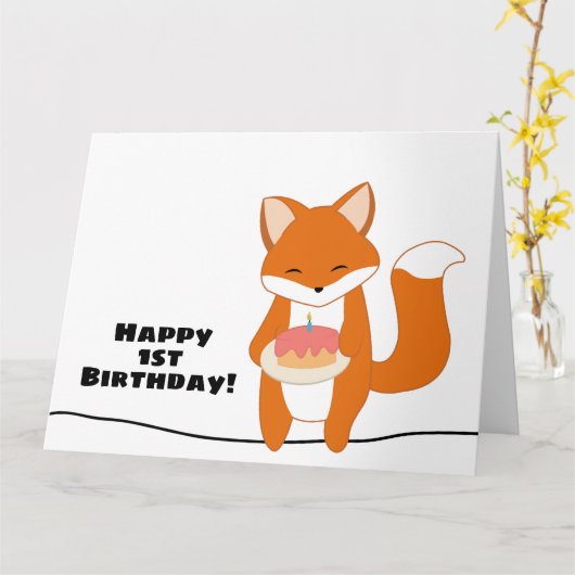 Erster Geburtstagsfox Karte (Gelbe Blume)