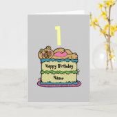 Erster Geburtstagsgeburtstorte personalisiert Karte (Gelbe Blume)