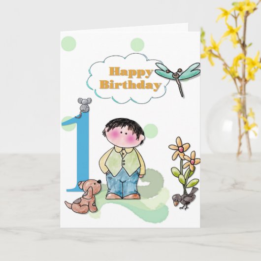 Erster Geburtstagsgruß Karte (Gelbe Blume)