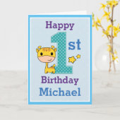 Erster Geburtstagskind, Giraffe Karte (Gelbe Blume)