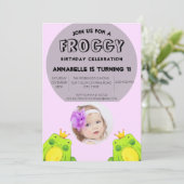 Erster Geburtstagsparty Frosch Einladung (Stehend Vorderseite)