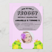 Erster Geburtstagsparty Frosch Einladung (Vorne/Hinten)