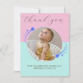 Erster Geburtstagsschooting Star Dankeschön Karte (Vorderseite)