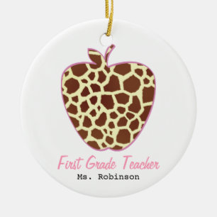 Erster Grad-Lehrer Giraffen-Druck-Apples Keramik Ornament