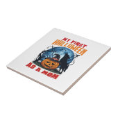 Erster Halloween Als Mutter Kürbis Wolf Mond_1 Fliese (Seite)
