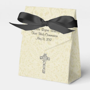 Erster heilige Kommunions-Kreuz-Wirt Ecru Geschenkschachtel