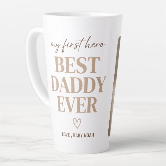 Erster Held Bester Papa Aller Modern Foto Milchtasse (Linke Ecke)