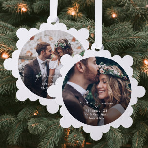 Erster Hochzeitstag 2 Hochzeitsfotos Papier Weihna Ornament Karte