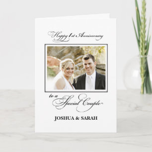 Erster Hochzeitstag mit individuellem Namen und Fo Karte