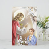 Erster Junge der heiligen Kommunion Briefpapier (Stehend Vorderseite)