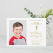 Erster Junge der heiligen Kommunion, Foto Einladung (Stehend Vorderseite)