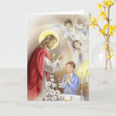 Erster Junge der heiligen Kommunion Karte (Gelbe Blume)