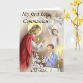 Erster Junge der heiligen Kommunion Karte (Gelbe Blume)