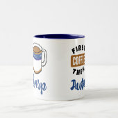 Erster Kaffee dann Autoharp Music Lover Zweifarbige Tasse (Mittel)