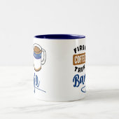 Erster Kaffee-dann Banjo-Musikfreund Zweifarbige Tasse (Mittel)