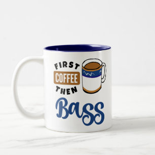 Erster Kaffee dann Bass Music Lover Zweifarbige Tasse