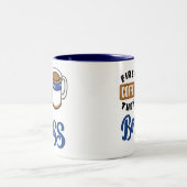 Erster Kaffee dann Bass Music Lover Zweifarbige Tasse (Mittel)
