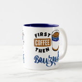 Erster Kaffee dann Bouzouki Musikfreund Zweifarbige Tasse (VorderseiteRechts)