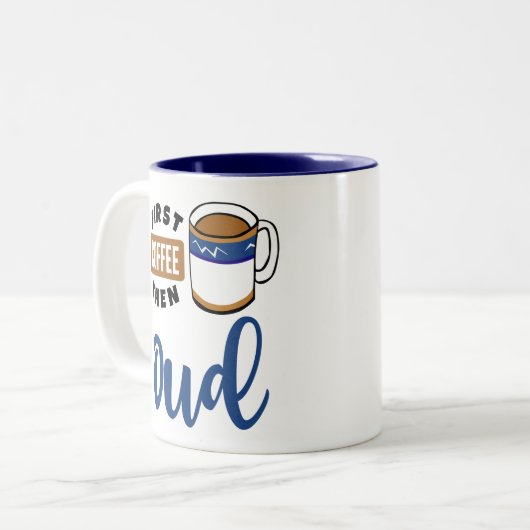 Erster Kaffee dann Oud Music Lover Zweifarbige Tasse (Vorderseite Links)