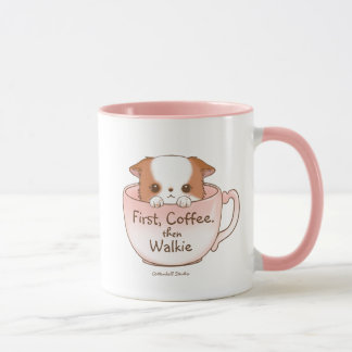 Erster Kaffee, dann Walkie Adorable Pomchi Welpe Tasse