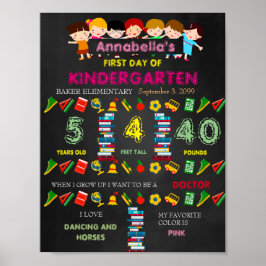 Erster Kindergartentag Unterschrift MIRL, Schwarz  Poster