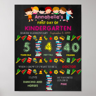 Erster Kindergartentag Unterschrift MIRL, Schwarz  Poster