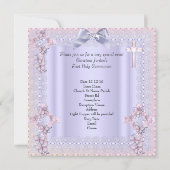 Erster Kommunion Cross Girl Foto Lavender Einladung (Rückseite)